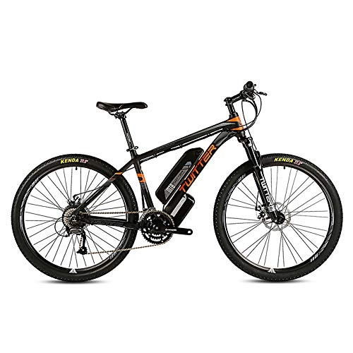 Electric Mountain Bike : CCDD Electric Mountain Bike, Disc Brake 27 Speed 27.5 Inches 26 Inch GRENERGY Lithium Battery 36V 10AH Rear Mountain Bike, Black-orange-26 * 15.5in