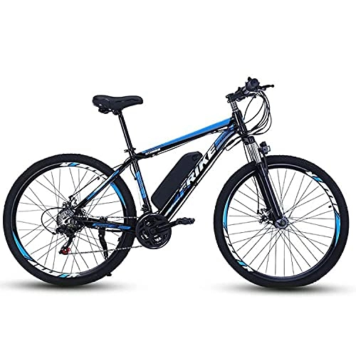 Electric Mountain Bike : CHHD Electric Mountain Bike 27.5" 250W Electric Bicycle With 36V 10Ah Removable Lithium Battery， 21 Speed Gearbox， 35km / H， Charging Mileage Up To 35-50km(Color:blue)