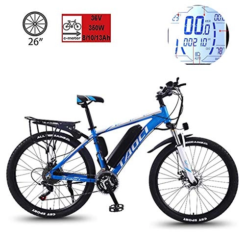 Electric Mountain Bike : CHJ Electric Bicycle, Multi-Function Mountain Electric Bicycle, 36V350W-8AH / 10AH / 13AH High-Power Motor, Riding 50-80KM, 26-Inch Bicycle with Lithium Battery Power Supply, 8AH