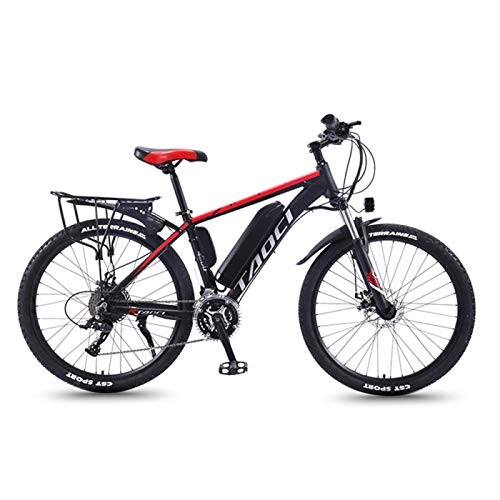 Electric Mountain Bike : CHR 26 Inch Electric Bikes For Adult, Magnesium Alloy Ebikes Bicycles All Terrain, 36V 350W Removable Lithium-Ion Battery Mountain Ebike, Red-8AH50km