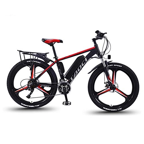Electric Mountain Bike : CHR Electric Bike Adult Electric Bicycle Aluminum Alloy Bike Outdoor Ebike，36V 350W Removable Lithium-Ion Battery Mountain Ebike, Red-13AH90km