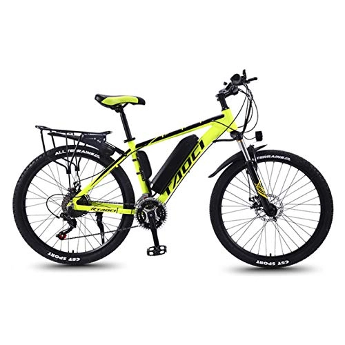 Electric Mountain Bike : CHR Magnesium Alloy Ebikes Bicycles ，26 Inch Electric Bikes For Adult, 36V 350W Removable Lithium-Ion Battery Mountain Ebike, Yellow-10AH70km