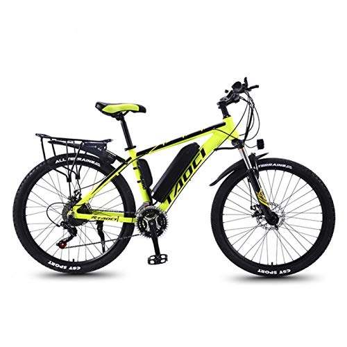 Electric Mountain Bike : CHR Magnesium Alloy Ebikes Bicycles 26 Inch Electric Bikes For Adult, 36V 350W Removable Lithium-Ion Battery Mountain Ebike, Yellow-8AH50km