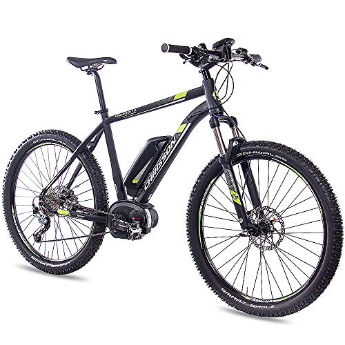 Electric Mountain Bike : Chrisson 27.5 Inch E-Bike Mountain Bike E-Mounter 1.0 Black 44 cm Electric Bicycle Pedelec for Men and Women with Performance Line Motor 250 W 63 Nm Intuvia Computer and 4 Driving Modes