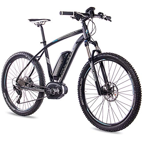 Electric Mountain Bike : CHRISSON 27.5Inch Pedelec / E-Bike / 10g Deore XT Mountain Bike E / 3.0BOSCH Pline CX and Power PACK500Matte Black 48