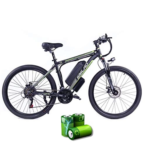 Electric Mountain Bike : CJH Bicycle, Bike, Electric Bicycle, 1000W 26'' Electric Bicycle with Removable 48V 15Ah Lithium-Ion Battery 27 Speed Gear, Suitable for City, Mountain, Snow, Beach, Steep Slope(Black Red), Black Green