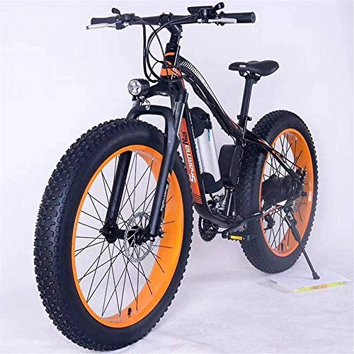 Electric Mountain Bike : CLOTHES Electric Mountain Bike, 26" Electric Mountain Bike 36V 350W 10.4Ah Removable Lithium-Ion Battery Fat Tire Snow Bike for Sports Cycling Travel Commuting, Bicycle (Color : Black Orange)