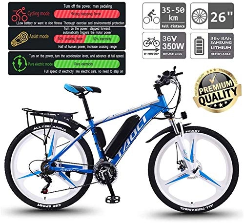 Electric Mountain Bike : CLOTHES Electric Mountain Bike, 26'' Electric Mountain Bike with 30 Speed Gear And Three Working Modes, E-Bike Citybike Adult Bike with 350W Motor for Commuter Travel, Bicycle (Color : Blue)