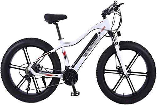 Electric Mountain Bike : CLOTHES Electric Mountain Bike, 26 inch Electric Bikes Bike, hidden battery Bikes 4.0 Fat tire Snowfield Bicycle Adult, Bicycle (Color : White)