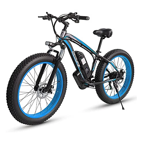 Electric Mountain Bike : CN Cover Adult electric bicycle, 4.0 fat fetal bicycle / 1000W 48V super high power electric bicycle, detachable lithium battery and battery charger, three working modes, Blue