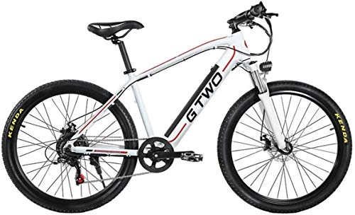 Electric Mountain Bike : CNRRT GTWO 27.5 inch mountain bikes electric bicycle 350W 48V 9.6Ah lithium battery 5 PAS movable front and rear disc brake (Color : White Red, Size : 9.6Ah)