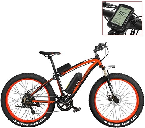 Electric Mountain Bike : CNRRT XF4000 26 inch electric bike, 4.0 fat snow bike tires, power-assisted bicycle pedal 48V lithium battery (Color : Red-LCD, Size : 1000W+1 Spare Battery)