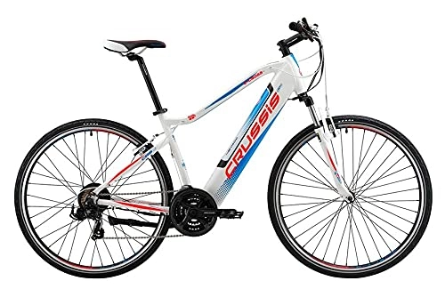 Electric Mountain Bike : Crussis e-Cross 1.4 Crossbar Trekking Electric Bike, 20" Frame, 13Ah Battery, 28" Wheel - White