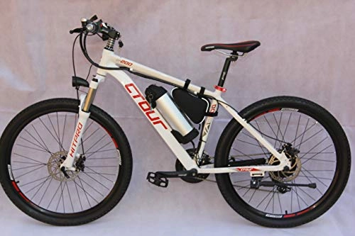Electric Mountain Bike : CTOUR White 26" Electric Mountain Bike