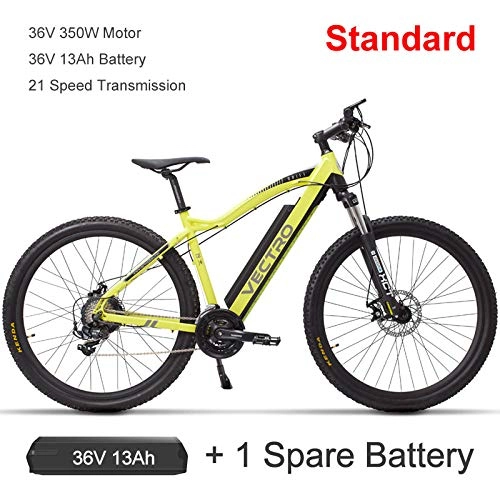 Electric Mountain Bike : cuzona 29 350W Electric Mountain Bike 21 Speed Pedal Assist Bicycle adopt Disc Brakes 36V 13Ah High Efficiency Lithium Battery-Yellow_Plus