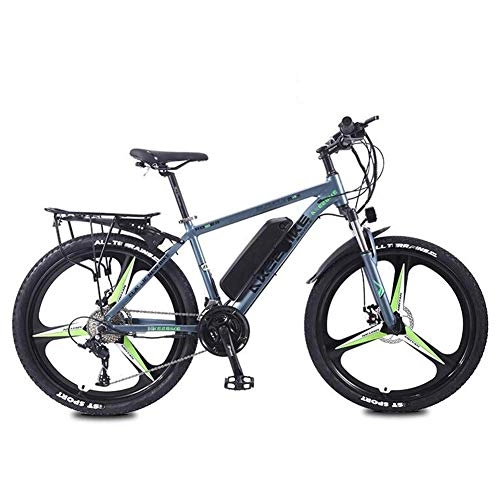 Electric Mountain Bike : CXY-JOEL 26 inch Adult Electric Mountain Bike, 350W Motor City Travel Electric Bike 36V Removable Battery 27 Speed Dual Disc Brakes with Rear Shelf, White, 10Ah 70Km, Grey
