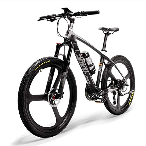 Electric Mountain Bike : CXY-JOEL 26 inch Electric Bike Carbon Fiber Frame Bicycle 36V 240W 6.8Ah Lithium-Ion Battery Mountain E-Bike Torque Sensor System Oil and Gas Lockable Suspension Fork, Black, Red, Black-White