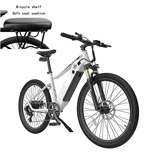 Electric Mountain Bike : CXY-JOEL Adults Mountain Electric Bike, 7 Speed 250W Motor 26 inch Outdoor Riding E-Bike with Waterproof Meter Dual Disc Brakes with Rear Seat, White, A, White