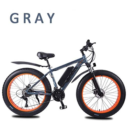 Electric Mountain Bike : CXY-JOEL Adults Snow Electric Bike, Lockable Front Fork Shock Absorption 26 inch 4.0Fat Tires Mountain E-Bike 27 Speed Dual Disc Brakes 36V Removable Battery, Gray, 8Ah, Grey