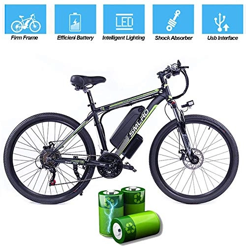 Electric Mountain Bike : CXY-JOEL Electric Bike for Adults, Electric Mountain Bike, 26 inch 360W Removable Aluminum Alloy Ebike Bicycle, 48V / 10Ah Lithium-Ion Battery for Outdoor Cycling Travel Work Out, Black Blue, 26 in, Black