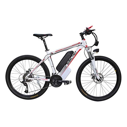Electric Mountain Bike : CXY-JOEL Electric Mountain Bike 350 / 500W 26'' Electric Bicycle with Removable 48V Lithium-Ion Battery 21 Speed Shifter, BlackRed, Whitered