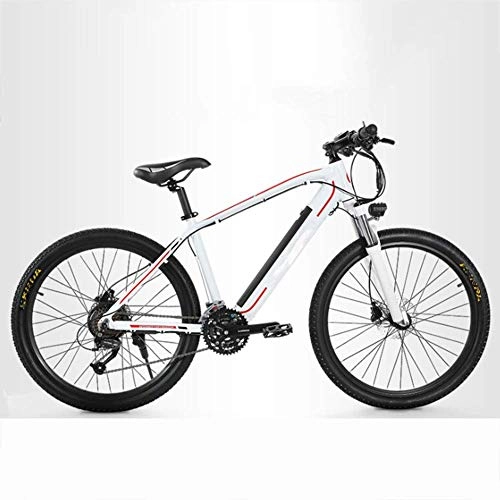 Electric Mountain Bike : CXY-JOEL Mountain Electric Bicycle, 26 inch Adult Travel Electric Bicycle 350W Brushless Motor 48V 10Ah Removable Lithium Battery Front Rear Disc Brake 27 Speed, Black, White
