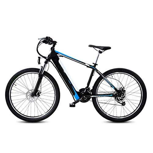 Electric Mountain Bike : CXY-JOEL Mountain Off-Road Electric Bicycle, 27 Speed 400W 26 Inches Adults Travel Ebike 48V Hidden Removable Battery Dual Disc Brakes with Back Seat, Blue, Blue