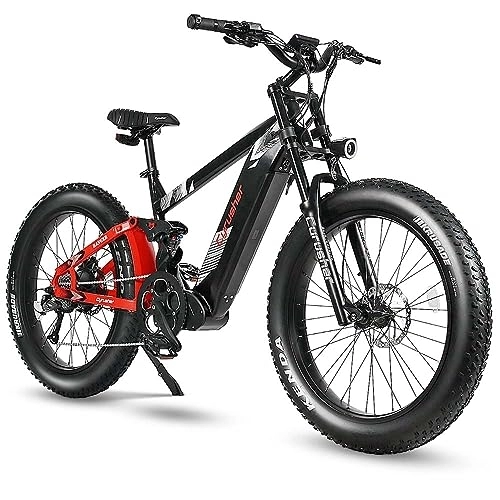 Electric Mountain Bike : Cyrusher 26" Electric Bike For Adults, Ranger Mountain bike, 250W 52V 20Ah Long Range, 6061 Aluminum frame, Dual Shock Absorber, 4" Fat Tire, (Black)