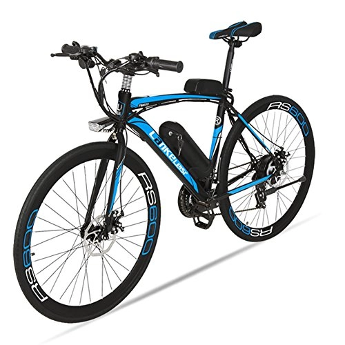 Electric Mountain Bike : Cyrusher RS600 Mans 50cm x 700c Road Bike 21 Speeds Electric Bike 240W 36V 15AH Removable Lithium Battery Mountain Bike City Bike Power Assist with Dual Disc Brakes (Blue)