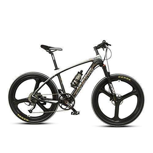 Electric Mountain Bike : Cyrusher S600 Carbon Fiber Mountain Ebike 36V 400W Electric Bicycle 9 Speeds Hydraulic Disc Brakes Mens Bike with Lithium Battery (White)