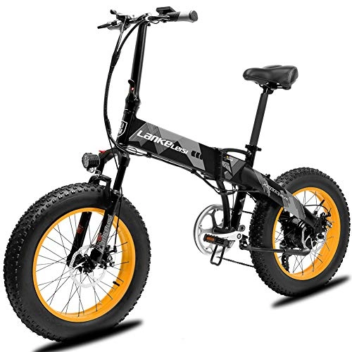 Electric Mountain Bike : Cyrusher X2000 Folding Electric Bike 20 x 4.0'' Fat Tire Snow Ebike 500W 7 Speed Bike Pedal Mountain Bicycle Motor Bike Throttle&Assist Mode with Suspension Fork and 48V 10AH Panasonic Lithium Battery