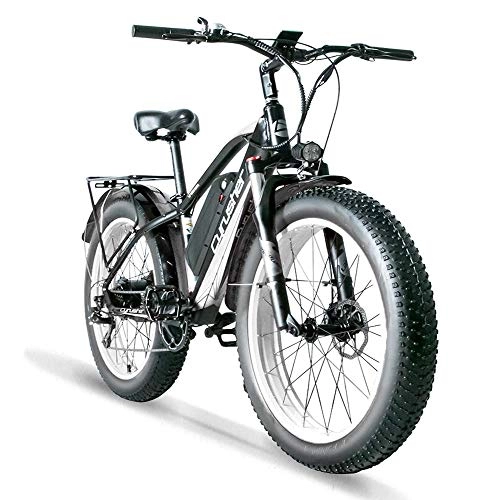 Electric Mountain Bike : Cyrusher XF650 Electric Bike 1000W Mountain Bike 26 * 4inch Fat Tire Bikes 21 Speeds Ebikes for Adults with 13Ah Battery (White)