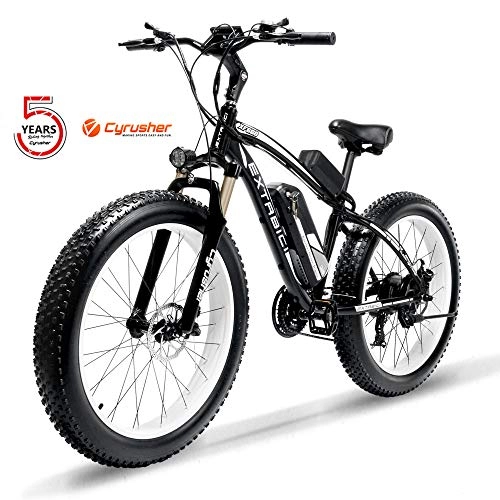 Electric Mountain Bike : Cyrusher XF660-1000W Electric Bike 26 '' 4.0 Fat Tire Mountain Ebike 48V 13ah bike with Lithium-Ion Battery(Black)