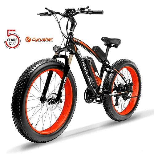 Electric Mountain Bike : Cyrusher XF660-1000W Electric Bike 26 '' 4.0 Fat Tire Mountain Ebike 48V 13ah bike with Lithium-Ion Battery(Red)