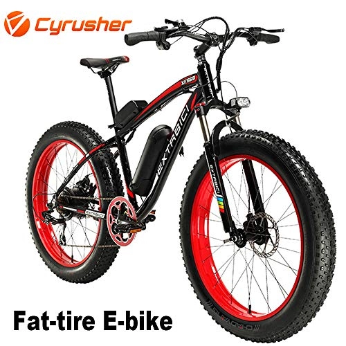 Electric Mountain Bike : Cyrusher XF660-500W Mountain Bike Electric Bike 26 '' 4.0 Fat Tire Mountain Ebike 48V 13ah bike with Lithium-Ion Battery(Red)