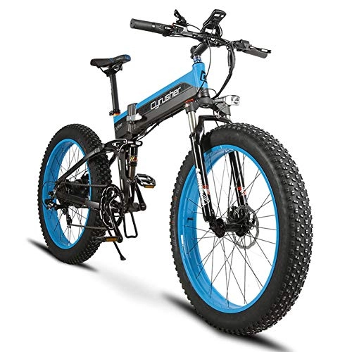Electric Mountain Bike : Cyrusher XF690 500W 48V 10AH 7 Speeds Folding Electric Fat Bike (blue)