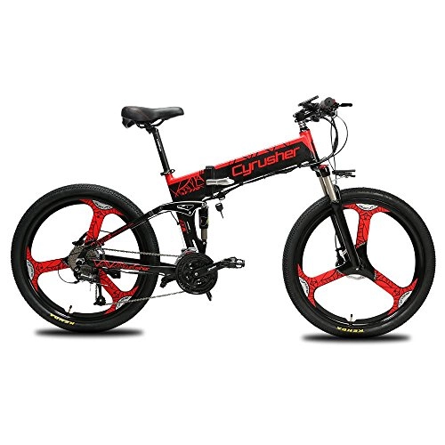 Electric Mountain Bike : Cyrusher XF770 Electric Bike 48V 250W Men Folding Ebike 27 Speeds Mountain&Road Bicycle with 26inch Tire, Disc Brake and Full Suspension Fork