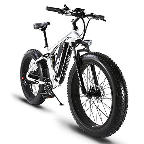 Electric Mountain Bike : Cyrusher XF800 26inch Fat Tire Electric Bike 1000W 48V Snow E-Bike Shimano 7 Speeds Beach Cruiser Mens Women Mountain e-Bike Pedal Assist, Lithium Battery Hydraulic Disc Brakes