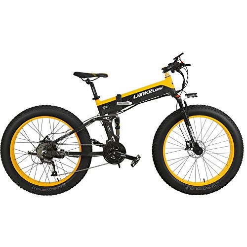 Electric Mountain Bike : Cyrusher XT750 Plus Electric Bike Mens Bike 27 Speeds Fat Tire Ebike 48V 500w Folding Mountain bike 26inch Bicycle Power Electric Lithium Battery with Disc Brake and Full Suspension Fork