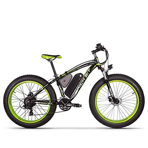 Electric Mountain Bike : Cysum Electric Bicycle 1000W RT022 Electric Bicycle 48V*17Ah Lithium Battery, 4.0 inches (10cm) fat tire Bicycle ATV, Suitable for 165-195cm People. (Black-Green)