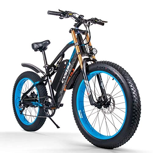 Electric Mountain Bike : cysum Mountain Electric Bike 48V for Adult, E-bike 26-Inch with 1000W Motor, E-bikes Equipped with USB Phone Holder / throttle