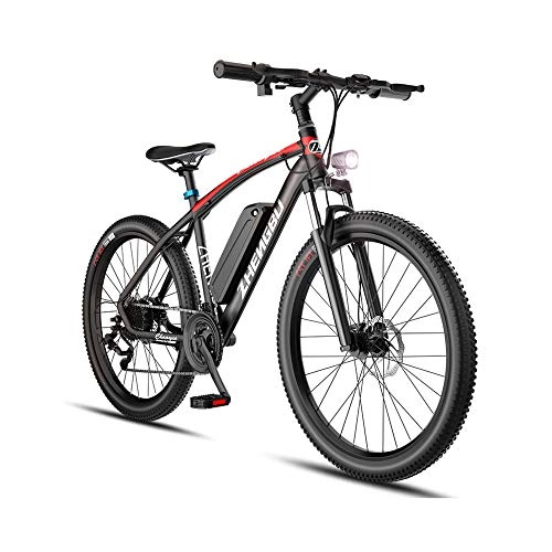 Electric Mountain Bike : CYYC 27-speed aluminum alloy all-terrain electric mountain bike buggy ATV 48V, 10.4AH battery cell 250W high-speed brushless motor-red