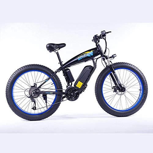 Electric Mountain Bike : DASLING Electric Mountain Bike Use Lithium Battery Booster Motor 48V 350W Speed 25K / H With 26 Inch Tire-Black Blue