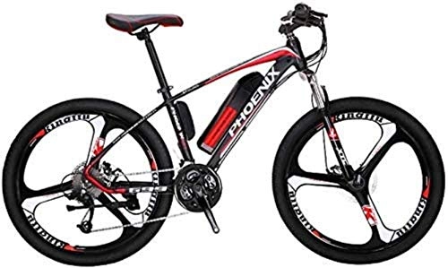 Electric Mountain Bike : Dirty hamper Mountain Bike Electric Mountain Bike, 250W Snow Bikes, Removable Lithium Battery 27 speed Electric Bicycle, 26 Inch Magnesium Alloy Integrated Wheels (Color : Red)