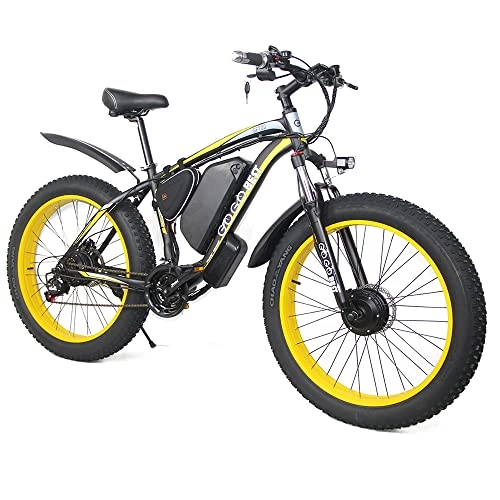 Electric Mountain Bike : Double-Drive Electric Bicycle Waterproof And Shock-Resistant Aluminum Foldable Moped Outdoor Short-Distance Riding Mountain Off-Road Bicycle