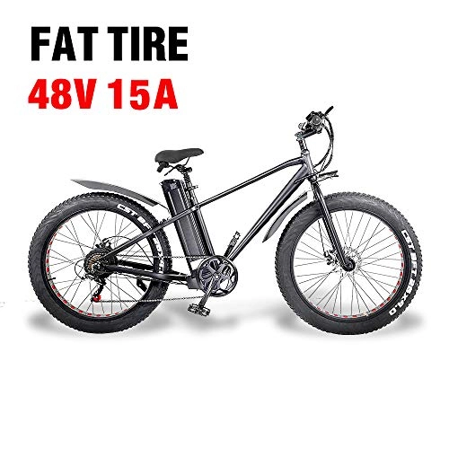 Electric Mountain Bike : Ebike 750W Electric Bike Fat tire 26"inch e-bike 48V 15A battery Mountain Bike with 21-speed dual disc brakes