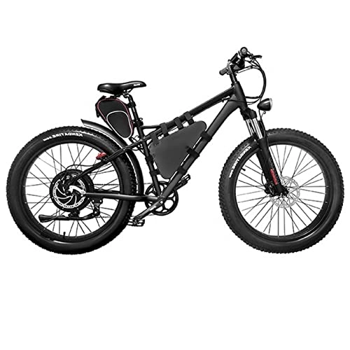 Electric Mountain Bike : ebike Electric Bike for Adults 330 Lbs 40mph Electric Bike 2000W Motor with Removable 48V 31.5ah Li-Ion Battery 26 Inch Fat Tire 7 Speed Electric Bicycle (Color : Black, Motor : 48v 2000w)