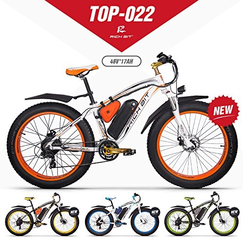 Electric Mountain Bike : eBike RLH-022, E-Bike, 1000 W, 48 V, 17 AH (Orange)