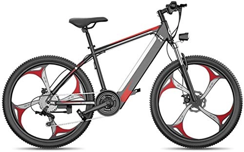 Electric Mountain Bike : Ebikes, 26'' Electric Mountain Bike Fat Tire E-Bike Sports Mountain Bikes Full Suspension with 27 Speed Gear And Three Working Modes, Disc Brakes, for Outdoor Cycling Travel Work Out (Color : Red)