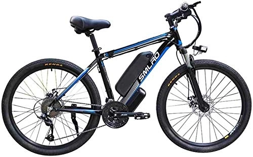 Electric Mountain Bike : Ebikes, 26 In Electric Bike for Adult 48V10AH350W High Capacity Lithium Battery with Battery Lock 27 Speed Mountain Bicycle with LCD Instrument and LED Headlights Commute E-bike ( Color : Black Blue )